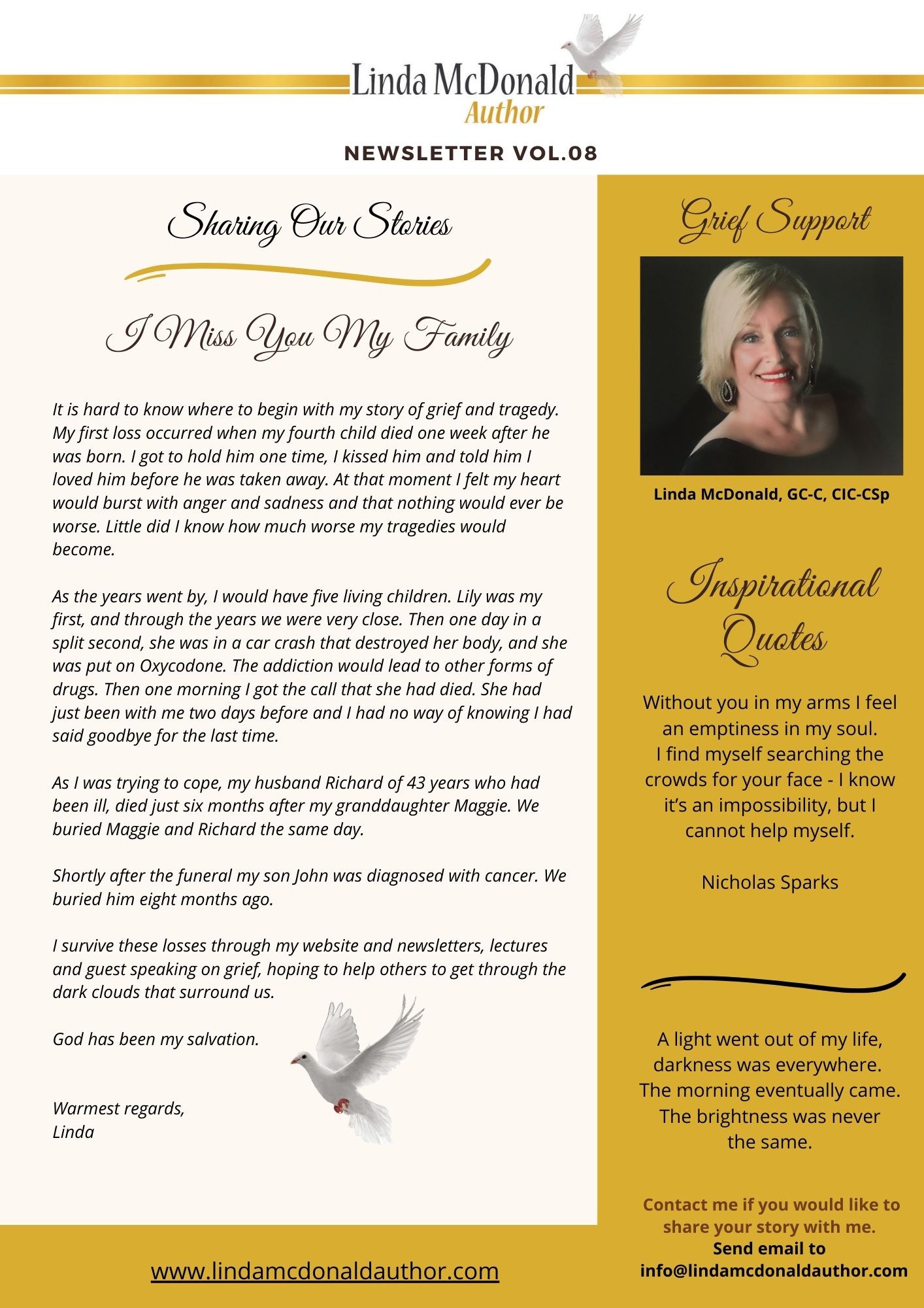 Linda McDonald Grief Support Newsletter Vol. 08